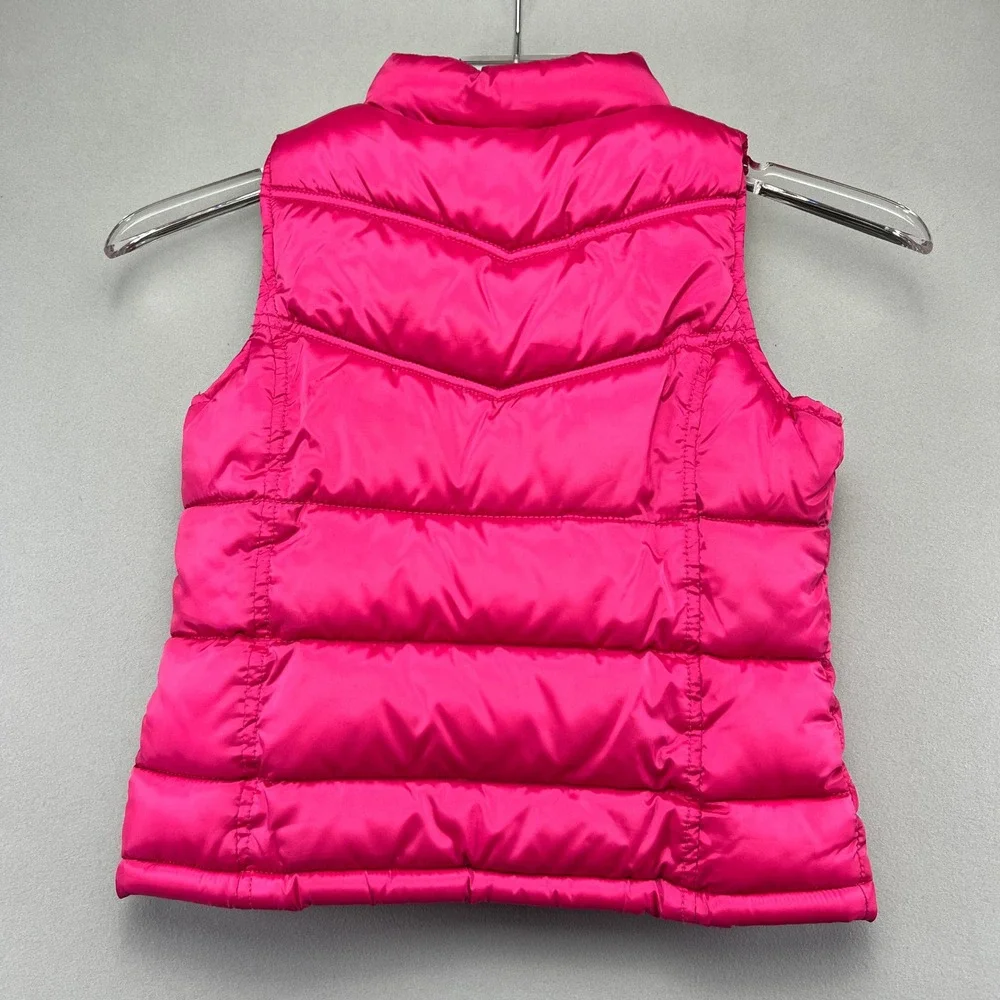 Old Navy Puffer Vest Girls Small Pink Fleece Lined Insulated Mock Neck Full Zip